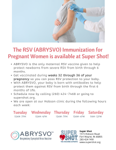 Abrysvo Image- RSV vaccine for pregnant mothers between 32 and 36 weeks of pregnancy.